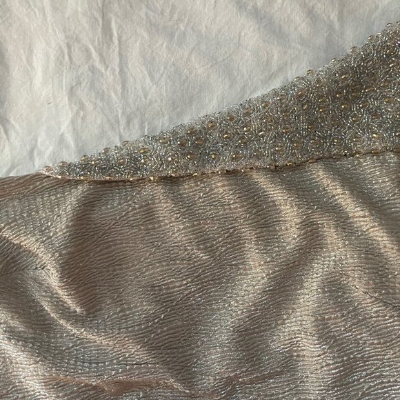 Cachet, One Shoulder Full Length Gown, Champagne Silver, Bead neck, Size 8, NWOT - Picture 5 of 10
